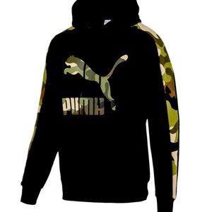 Puma Men's Wild Pack Hoodie: Black/Camo Green
